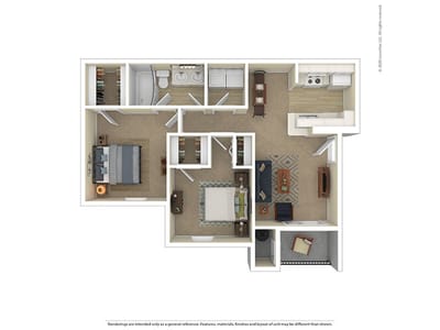 Architectural floor plan of a resident unit