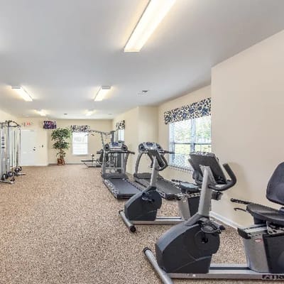 Interior of a fitness center with exercise equipment
