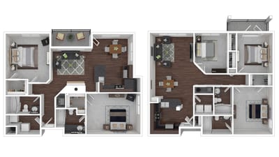 Architectural floor plan of resident units showing layout