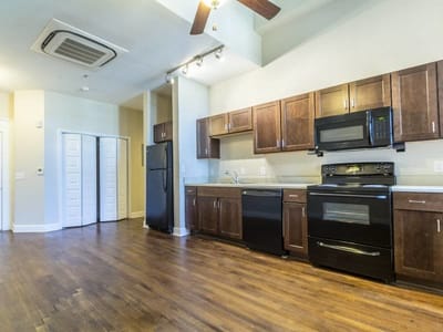 Bright interior of a kitchen in a senior living unit