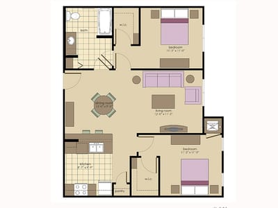 Architectural floor plan of a resident unit