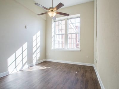 Bright and spacious room with large windows