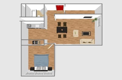 Architectural floor plan of a living unit