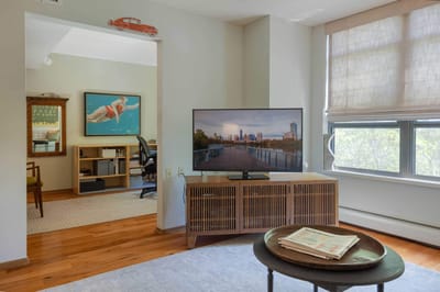 Cozy living room area in a senior living facility