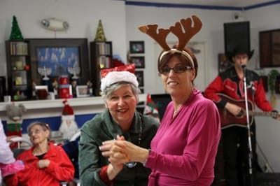 Residents enjoying a festive event with music