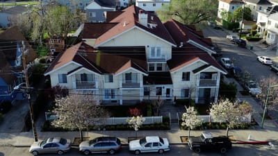 Aerial view of a residential care facility exterior.