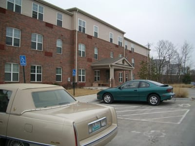 Exterior view of a multi-story assisted living facility