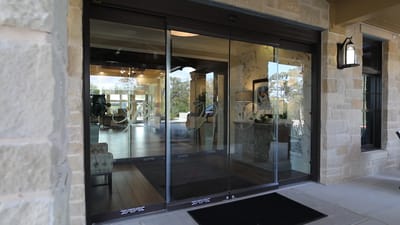Entrance to a modern assisted living facility