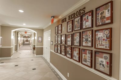 Hallway featuring a veterans' tribute display