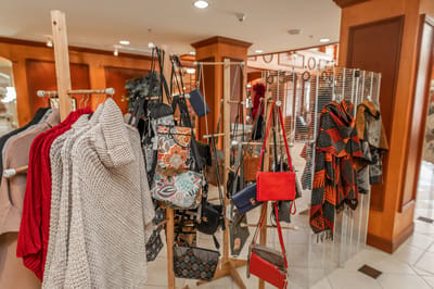 Display of clothing and accessories inside a facility