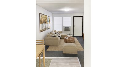 Cozy interior of a resident living room with furniture