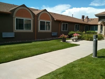 Exterior view of landscaped area outside the building