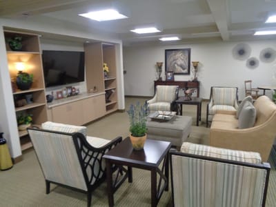 Comfortable common area with seating and decor