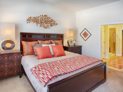 Stylish bedroom in a senior living facility