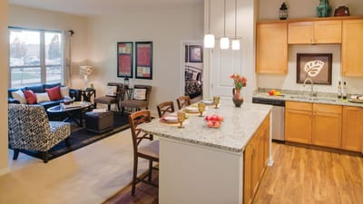 Spacious interior view of a modern senior living suite