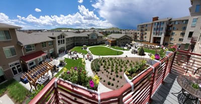 Aerial view of the facility's outdoor space and buildings