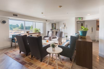 Bright common area with comfortable seating