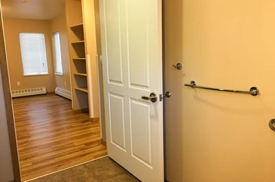 Interior view of a resident room entrance