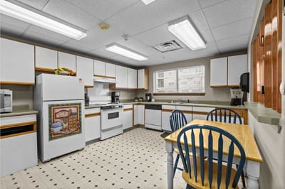 Bright interior view of a kitchen area