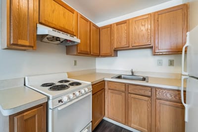 Bright kitchen space with modern cabinets