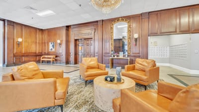 Stylish common area with comfortable seating