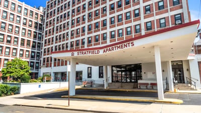 Front entrance of Stratfield Apartments