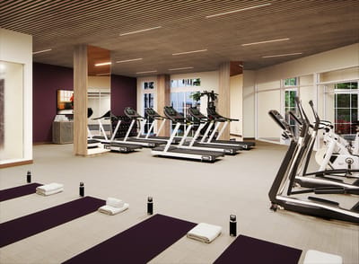 Modern fitness area in a senior living facility