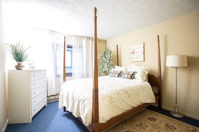 Cozy bedroom with a four-poster bed and natural light