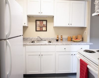 Bright kitchen area with modern appliances