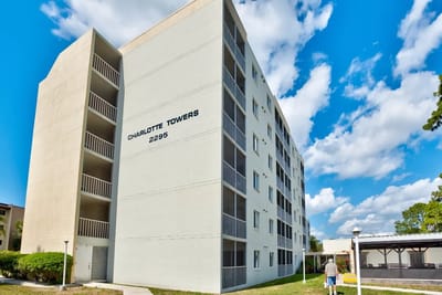 Exterior view of Charlotte Towers building