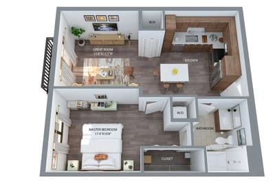 Architectural floor plan of an apartment unit.