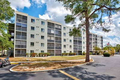 Exterior view of a senior living facility building
