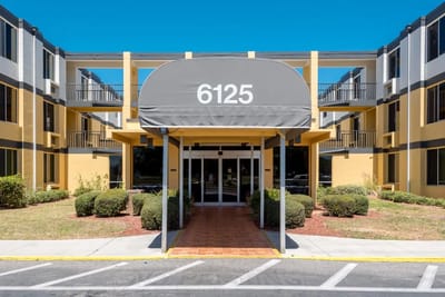 Front entrance of a senior living facility