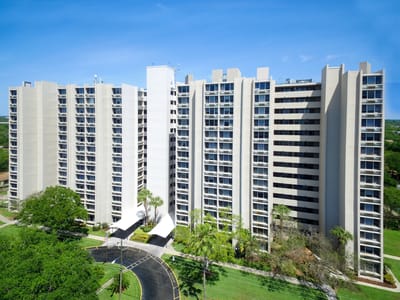 Exterior view of the Presbyterian Towers facility.
