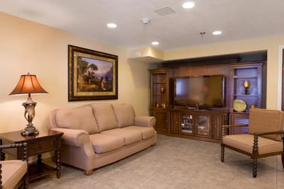 Cozy common area with seating and decor