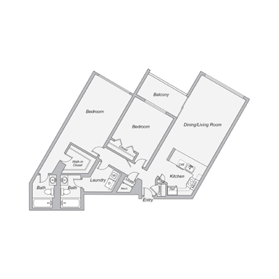 Architectural floor plan of a living unit