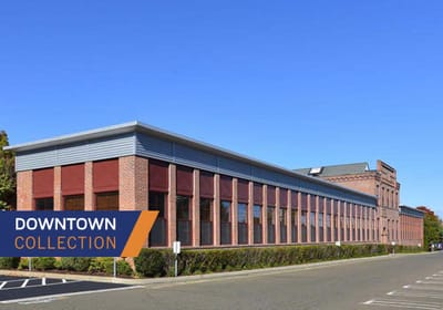 Exterior view of a building with branding