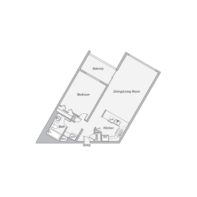 Architectural floor plan layout of a unit.