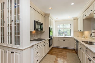 Bright and modern kitchen with white cabinets