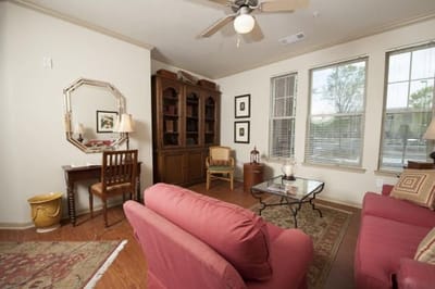 Cozy interior living space with furniture.