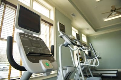 Exercise equipment in a fitness area