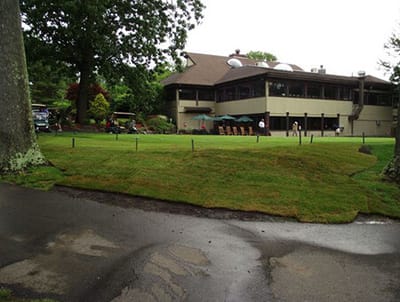 Exterior view of a building and outdoor area.