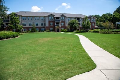 Lawn and exterior of an assisted living building