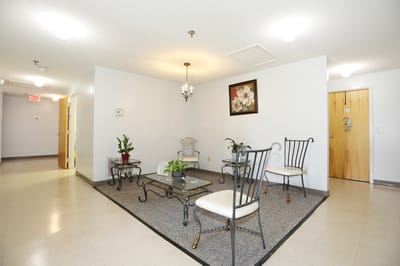 Common area with seating and plants