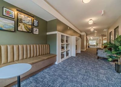 Interior common area with seating and art