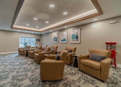 Common area with comfortable seating and artwork.