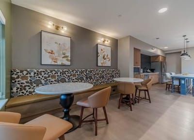 Modern common area with seating and decor