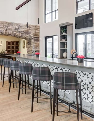 Modern interior bar area with seating