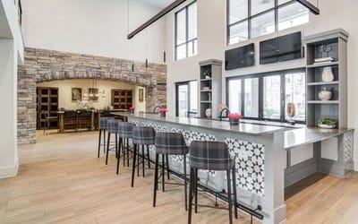 Modern common area with seating and decor