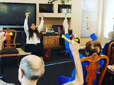 Residents participating in an activity session